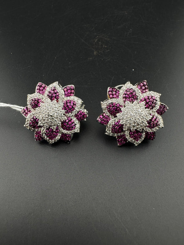 Cubic Zirconia, Diamond nano setting flower stud earrings, Indian Jewelry