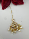 Pearls, Kundan Tikka, Indian Maang Tikka, Headpiece, Bridal jewelry