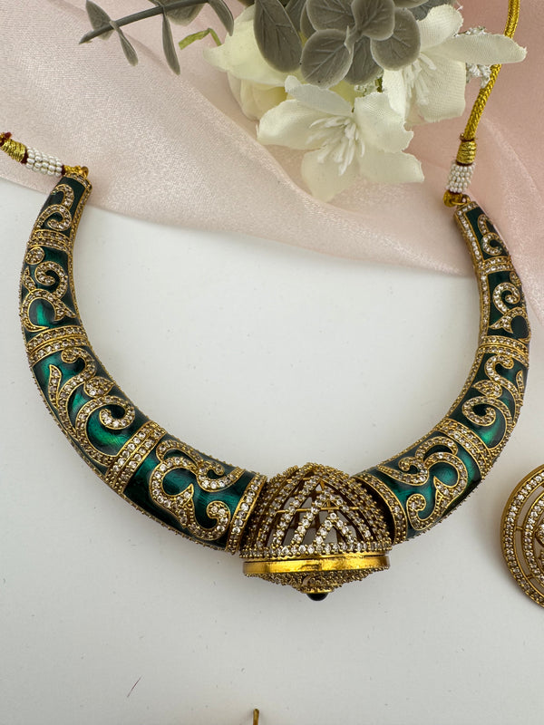 Enamel, Minakari, CZ, Stones Hasli, necklace set, Indian Bridal Jewelry set