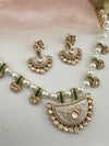 Kundan, Moissanite, MOP, CZ Flexible Gold necklace set, Indian Bridal Jewelry