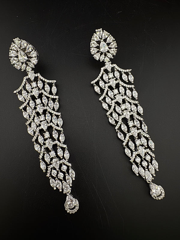 Premium Cubic Zirconia Chandelier Long earrings is designer Inspired, Statement Long earring, Bridal, Party, Wedding jewelry, Shiny
