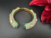Moissanite Kundan, Enamel, CZ Adjustable Bracelet Bangle Kada, Gold Polish Designer Bangle