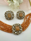 Moissanite Kundan, Hydro beads, CZ, Stones Choker necklace set, Indian Bridal Jewelry, chic set