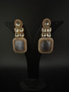 Gray and Gold Kundan, Stone Chandelier Drop Earrings, Bridal, Moissanite, CZ, Designer jewelry