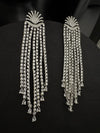 Premium Cubic Zirconia Chandelier extra long earrings, sun style long CZ tassel, Statement Long earring, Bridal, Party, Wedding jewelry
