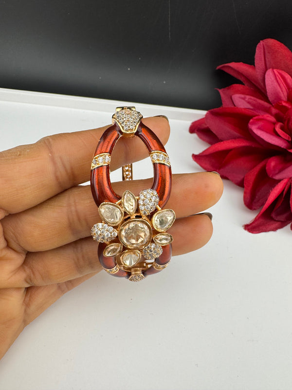 Moissanite Kundan, Enamel, CZ Adjustable Bracelet Bangle, Gold Polish Designer Bangle