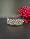 Openable Designer bracelet with Pearls, crystal stones, CZ Nano setting, Fits size upto 2.6"