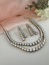 Crystals and CZ Diamond 2 layer gold Necklace Set, Gold Plated Bridal jewelry
