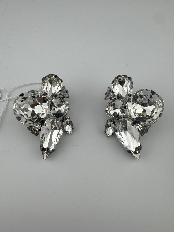 Crystals geometric shapes in unique setting Designer stud earrings, Indian Jewelry