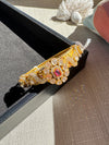 Peacock Amarapali inspired Moissanite Kundan, CZ, Stone Bracelet Bangle, Gold Polish (Fits 2.6" wrists)