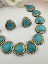 Stones, CZ Gold Plated Collar necklace set, Indian Bridal Jewelry set