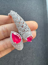 Openable Designer bracelet in American Diamonds, crystal stones, CZ, Fits size upto 2.6"