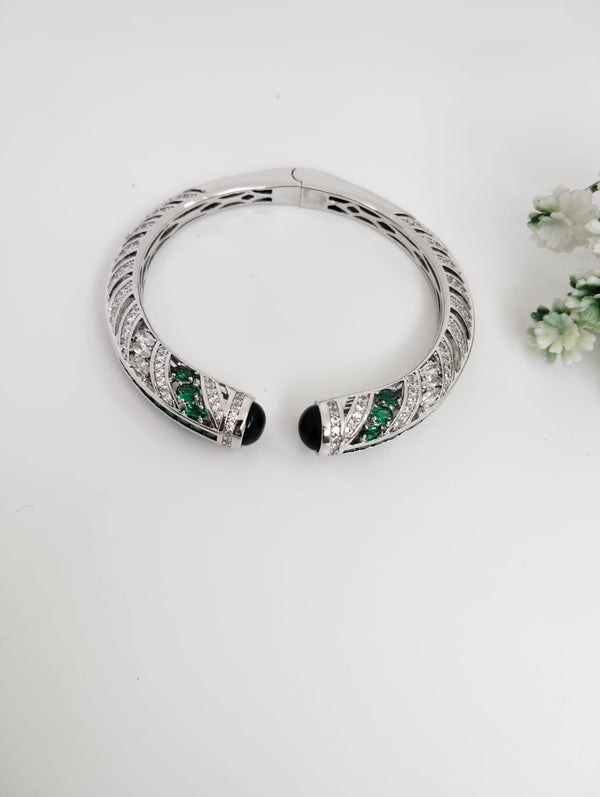 Openable Cuff bracelet with Stones, American Diamonds, crystal stones, CZ, Fits size upto 2.6"