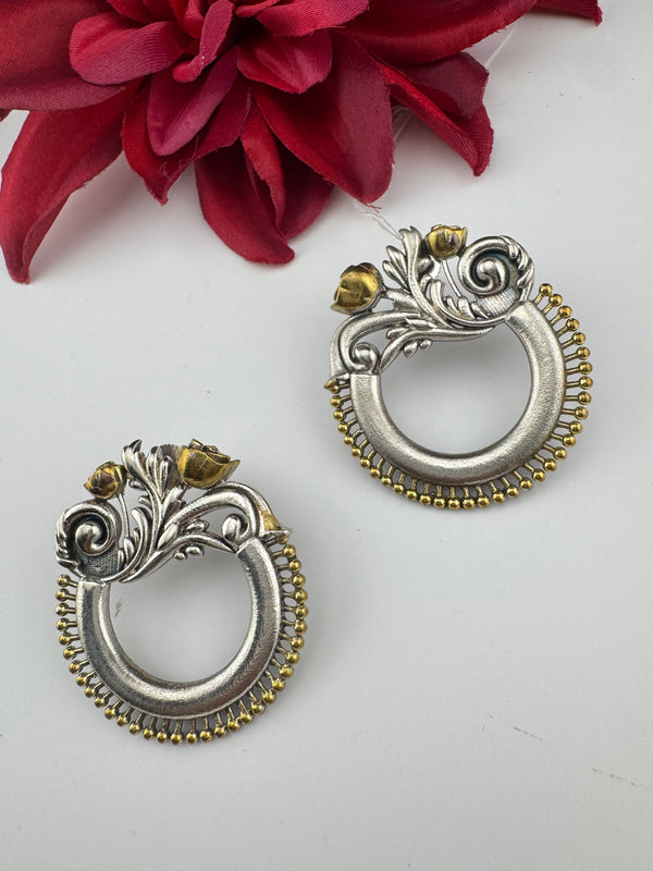 Oxidized Oversized Stud Earrings, Boho Ethnic Jewelry, designer jewelry