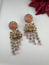 Matt Gold, kundan, Doublet stone, Pearls ChandBali Very long Earrings, Amrapali designer jewelry