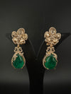Green and Gold Kundan, Doublet Stone Chandelier Drop Earrings, Bridal, Moissanite, CZ, Designer jewelry