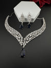 CZ Diamond Statement Necklace Set, White Gold Plated Choker