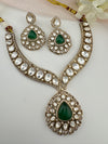 Doublet Stones, CZ, Moissanite, Kundan Gold Plated necklace set, Indian Bridal Jewelry set