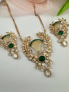 Kundan, CZ, MOP, Stone, Uncut Polki Long Pendant necklace set, Pendant set, everyday wear jewelry