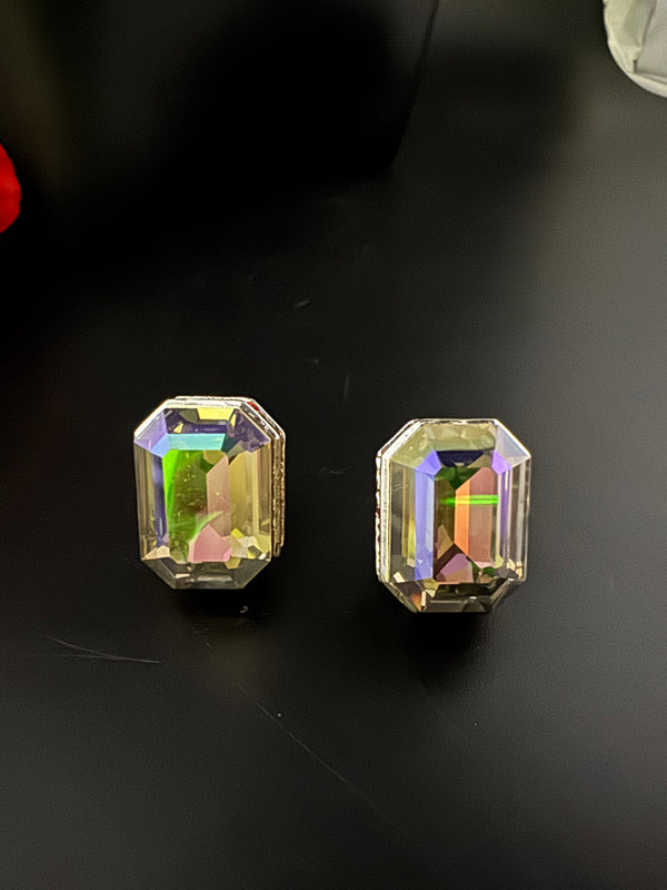 Premium Swarovski style Crystal and Cubic Zirconia in unique designer Orange studs earrings, crystals at the backing/Bridesmaid gift