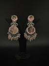 Pink and Gold, Doublet Stone Chandelier Drop Earrings, Bridal, CZ, Designer jewelry