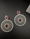 Premium Nano Setting of Cubic Zirconia in silver is designer Inspired Statement Oversized Circular Dangle earring/Bridal/bridesmaid gift