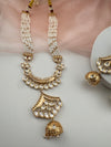 Kundan, Moissanite, Pearls Long Gold Choker necklace set, Indian Rani haar
