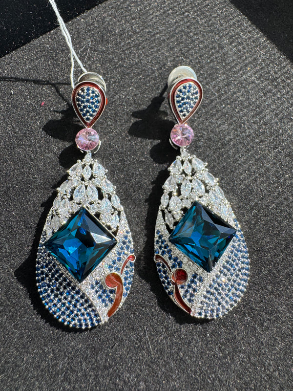 Swarovski inspired Crystal, cubic zirconia, diamonddangle earrings, Indian Jewelry