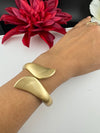 Brushed finished Gold Chunky Cuff Bracelet Bangle, Anti Tarnish, fits sizes upto 2.6"