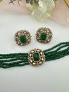Moissanite Kundan, Hydro beads, CZ, Stones Choker necklace set, Indian Bridal Jewelry, chic set