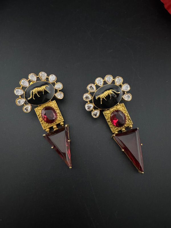 Kundan, stone, cuboz Zirconia Sabyasachi inspired Chandbali Chandelier long earring, designer jewelry