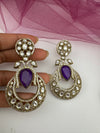 Gold with Doublet stone, kundan, cubic zirconia chandbali Drop Long earrings, Indian Jewelry
