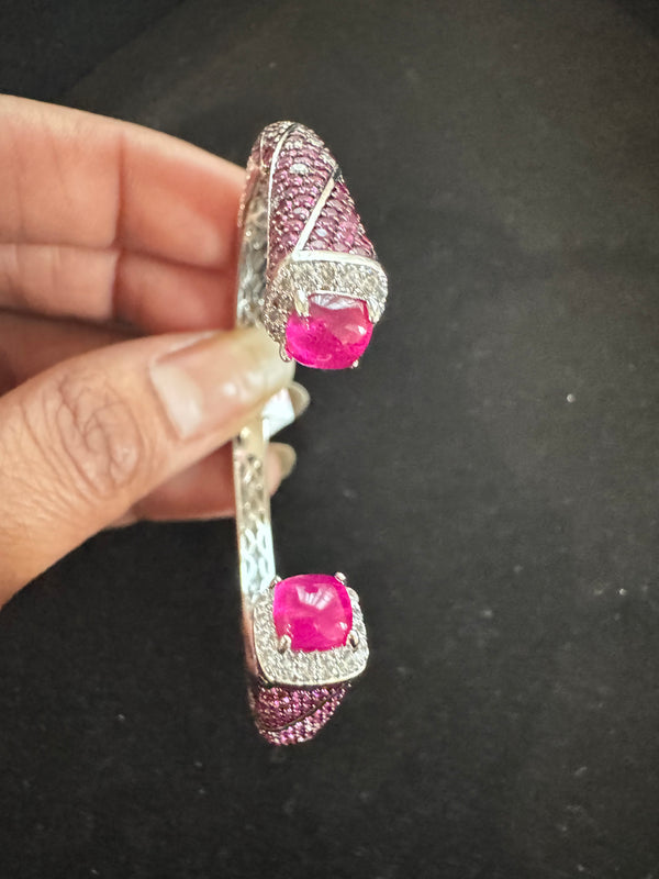 Designer Cuff bracelet with American Diamonds nano setting, crystal stones, Fits size upto 2.6"