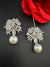Cubic Zirconia, Diamond, pearls, Step cut crystal Dangle Drop earrings, Indian Jewelry