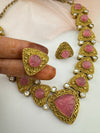 Kundan, Carved Stone, Gold plated necklace set, Indian Bridal Jewelry set