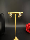 Cubic Zirconia and Enamel hoops, Indian jewelry, everyday lightweight earrings/Bridesmaid Gift/designer hoops/Small Statement hoops