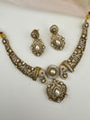 Kundan, CZ, Pearl Gold Plated necklace set, Indian Bridal Jewelry set