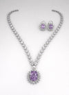 Swarovski Crystals and CZ Diamond all over Necklace Set, White Gold Plated set
