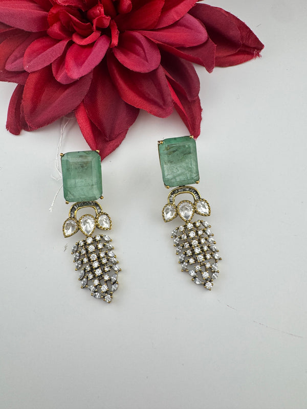 Cubic Zirconia, Kundan, Doublet Stone Chandelier Drop Earrings, Moissanite, CZ, Designer jewelry