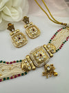 Rajwadi Choker necklace set with earrings, in kundan, pearls, hydro beads, Indian Bridal Jewelry set
