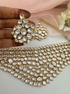 Kundan, Moissanite, CZFlexible Gold Bridal necklace set, Indian Bridal Jewelry