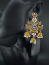 Amrapali inspired Matt Gold, Stone, Enamel, Pearl Oversized ChandBali Jhumka Earrings, designer jewelry