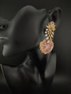Pink and Gold, Doublet Stone Chandelier Drop Earrings, Bridal, CZ, Designer jewelry