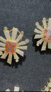 Swarovski Crystals and CZ Diamond star burst Necklace Set, Gold Plated set