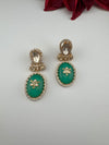 Green and Gold Kundan, Doublet Stone Chandelier Drop Earrings, Bridal, Moissanite, CZ, Designer jewelry