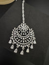 Silver Cubic Zirconia/Diamond Tikka, Indian Maang Tikka, Headpiece, Bridal jewelry