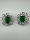Cubic Zirconia, Diamond, Green Doublet stud earrings, Indian Jewelry