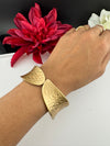 Brushed finished Gold Chunky Cuff Bracelet Bangle, Anti Tarnish, fits sizes upto 2.6"