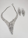 Swarovski Crystals and CZ Diamond All over Jaguar Necklace Set, White Gold Plated set