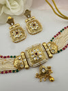 Rajwadi Choker necklace set with earrings, in kundan, pearls, hydro beads, Indian Bridal Jewelry set